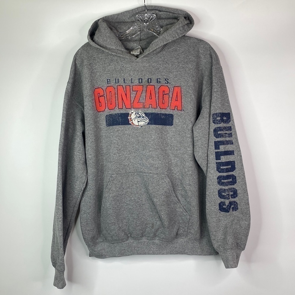 Gildan Gonzoga Bulldogs Grey Hooded Sweatshirt Size Medium